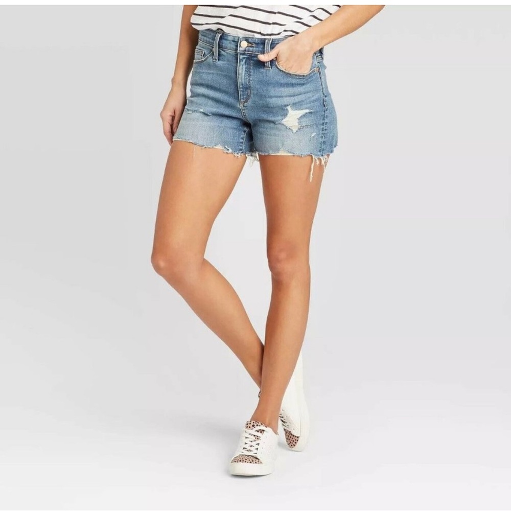 Universal Thread MIDI Ripped Cut Off Jean Shorts